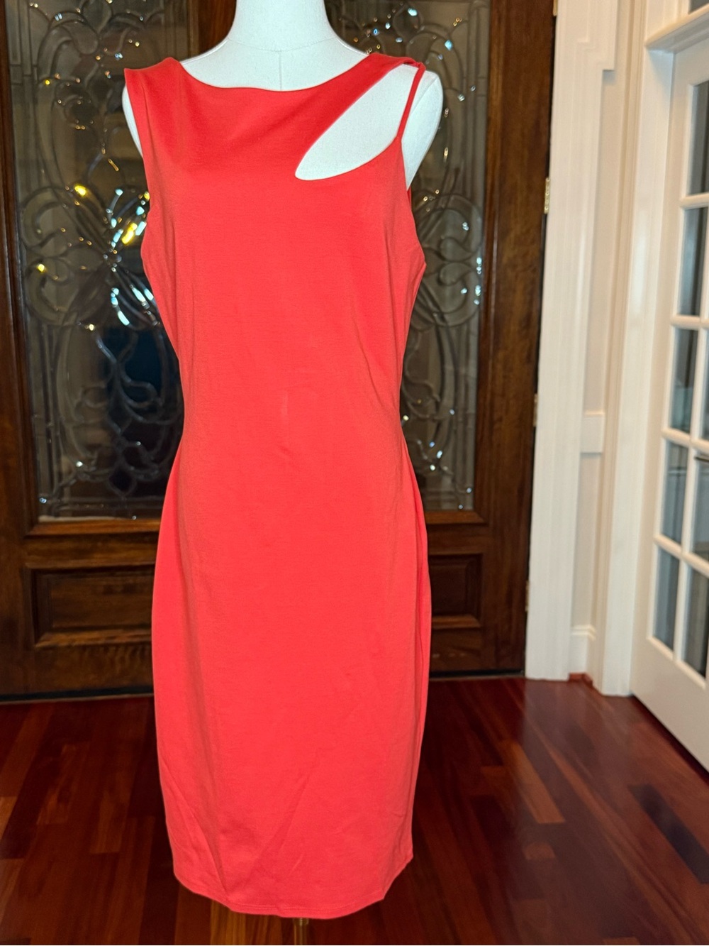 Fashion Nova Vibrant Orange Asymmetrical Cutout Midi Dress 1X